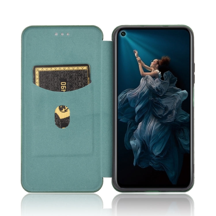 For Huawei Honor 20 / nova 5T Carbon Fiber Texture Horizontal Flip TPU + PC + PU Leather Case with Card Slot