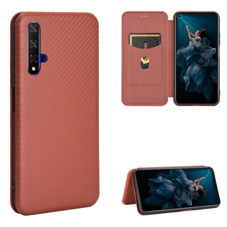 For Huawei Honor 20 / nova 5T Carbon Fiber Texture Horizontal Flip TPU + PC + PU Leather Case with Card Slot