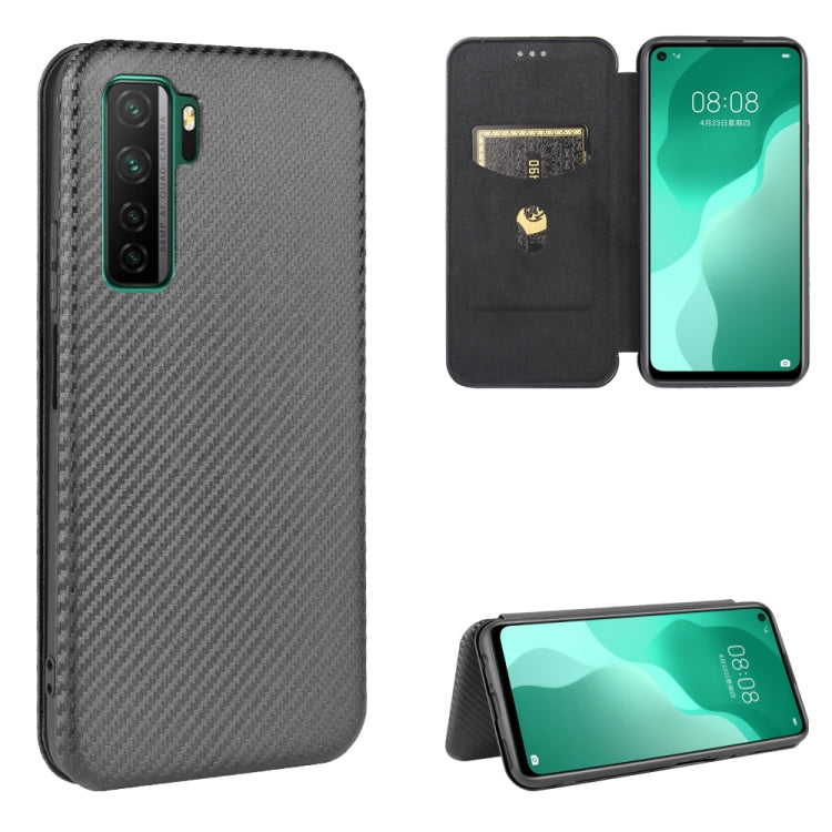 For Huawei nova 7 SE / P40 Lite 5G Carbon Fiber Texture Horizontal Flip TPU + PC + PU Leather Case with Card Slot