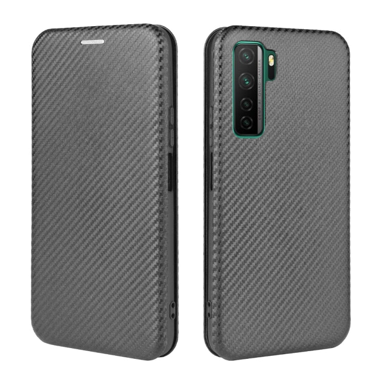For Huawei nova 7 SE / P40 Lite 5G Carbon Fiber Texture Horizontal Flip TPU + PC + PU Leather Case with Card Slot