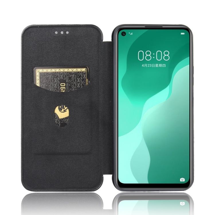 For Huawei nova 7 SE / P40 Lite 5G Carbon Fiber Texture Horizontal Flip TPU + PC + PU Leather Case with Card Slot