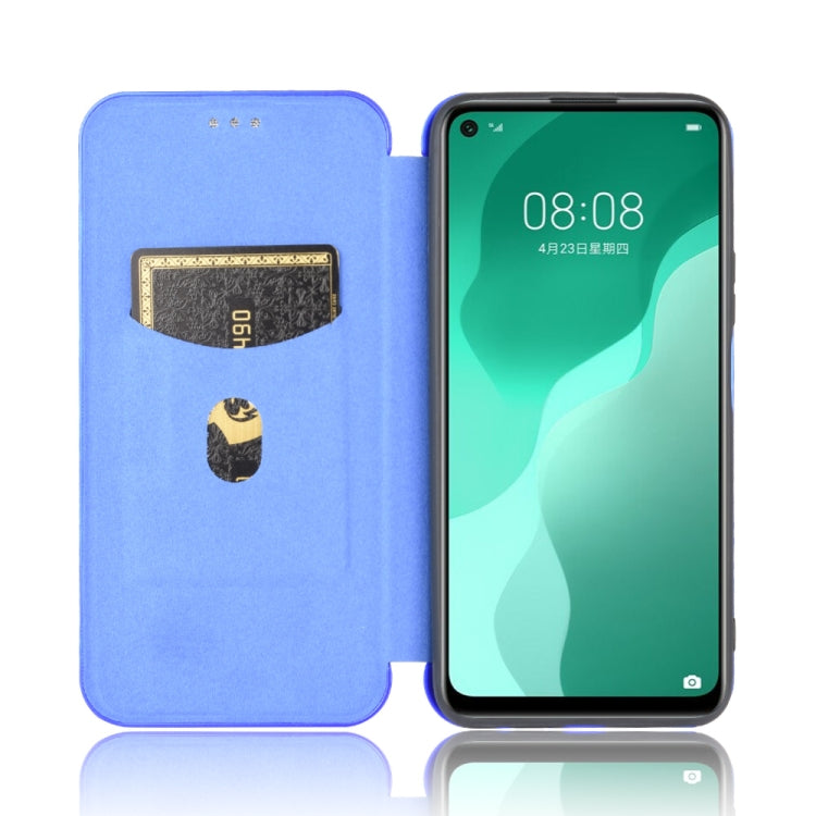 For Huawei nova 7 SE / P40 Lite 5G Carbon Fiber Texture Horizontal Flip TPU + PC + PU Leather Case with Card Slot