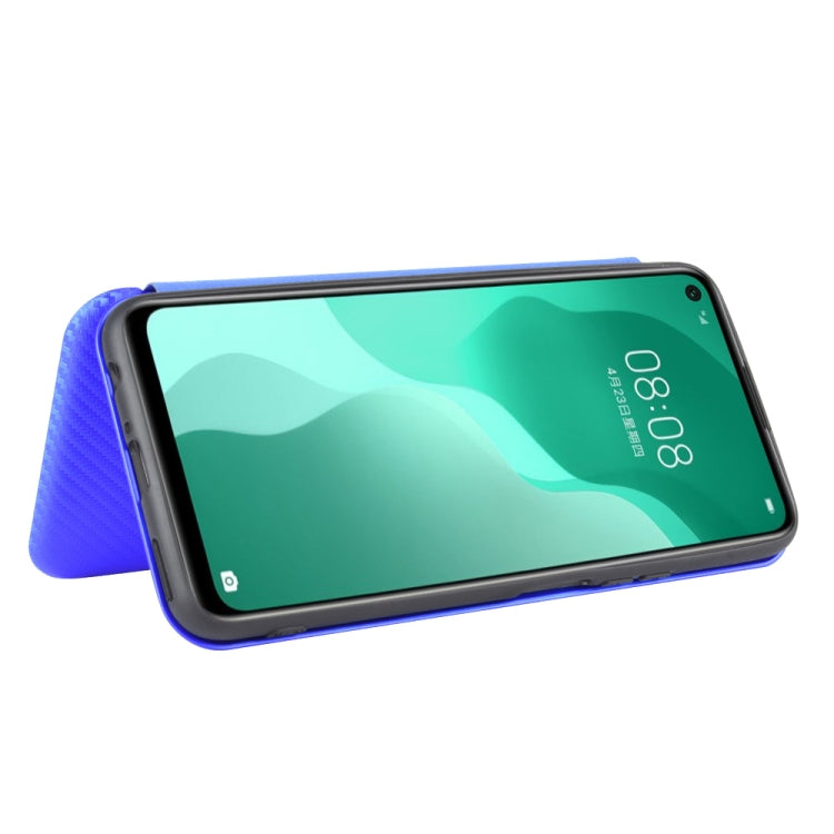 For Huawei nova 7 SE / P40 Lite 5G Carbon Fiber Texture Horizontal Flip TPU + PC + PU Leather Case with Card Slot