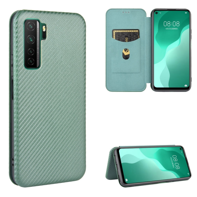 For Huawei nova 7 SE / P40 Lite 5G Carbon Fiber Texture Horizontal Flip TPU + PC + PU Leather Case with Card Slot
