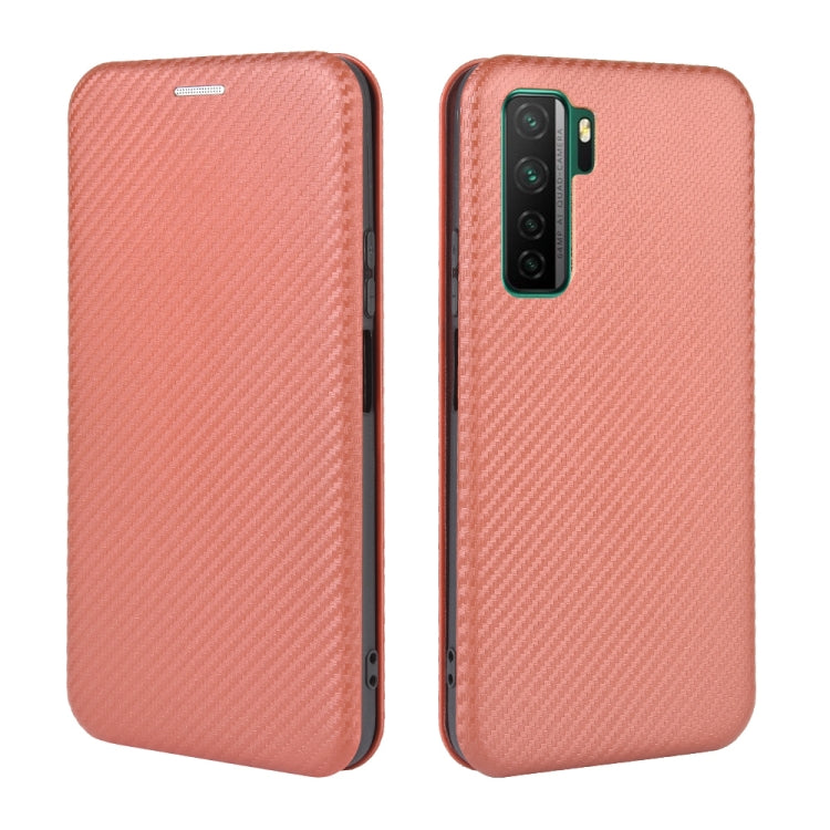 For Huawei nova 7 SE / P40 Lite 5G Carbon Fiber Texture Horizontal Flip TPU + PC + PU Leather Case with Card Slot