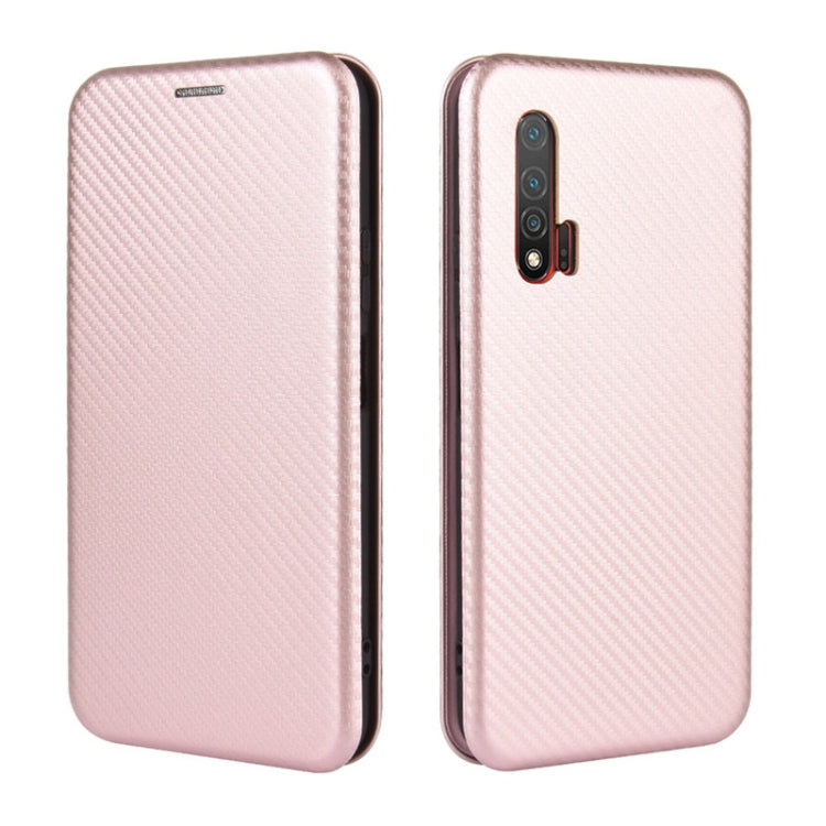 For Huawei nova 6 4G Carbon Fiber Texture Horizontal Flip TPU + PC + PU Leather Case with Card Slot