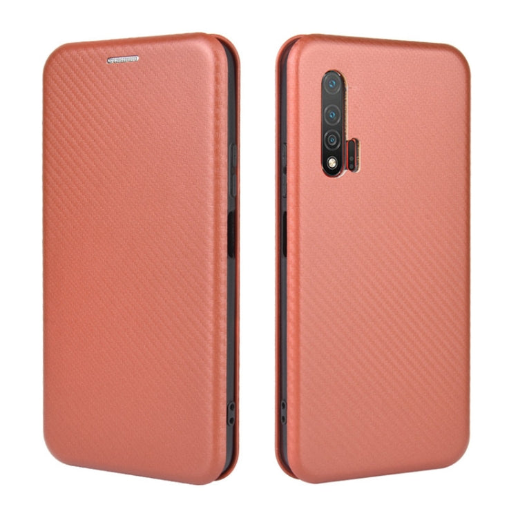 For Huawei nova 6 4G Carbon Fiber Texture Horizontal Flip TPU + PC + PU Leather Case with Card Slot