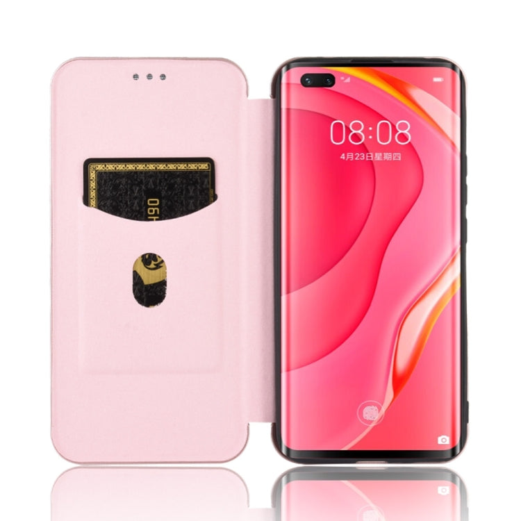 For Huawei nova 7 Pro 5G Carbon Fiber Texture Horizontal Flip TPU + PC + PU Leather Case with Card Slot