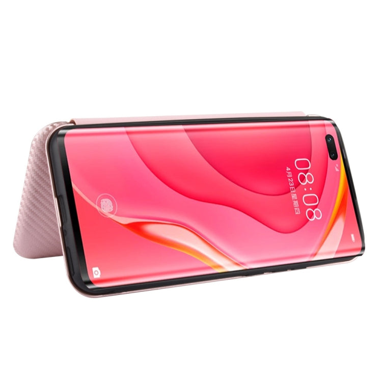 For Huawei nova 7 Pro 5G Carbon Fiber Texture Horizontal Flip TPU + PC + PU Leather Case with Card Slot