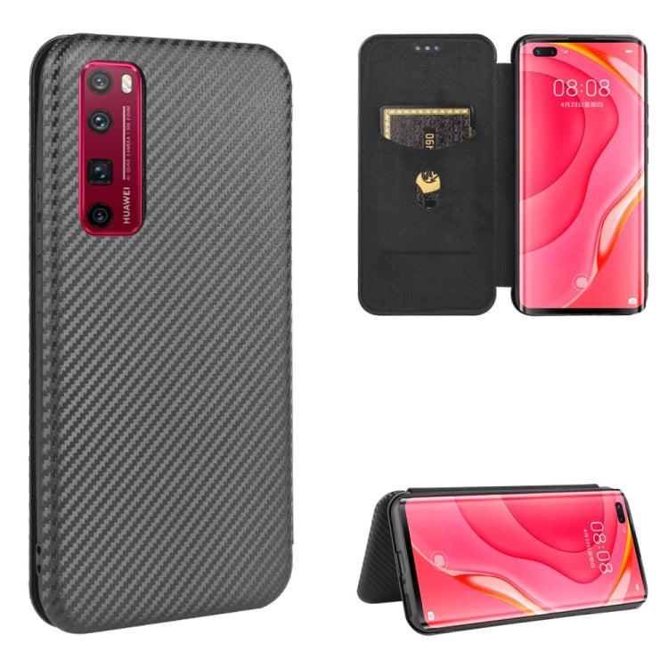For Huawei nova 7 Pro 5G Carbon Fiber Texture Horizontal Flip TPU + PC + PU Leather Case with Card Slot