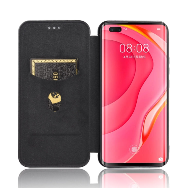 For Huawei nova 7 Pro 5G Carbon Fiber Texture Horizontal Flip TPU + PC + PU Leather Case with Card Slot
