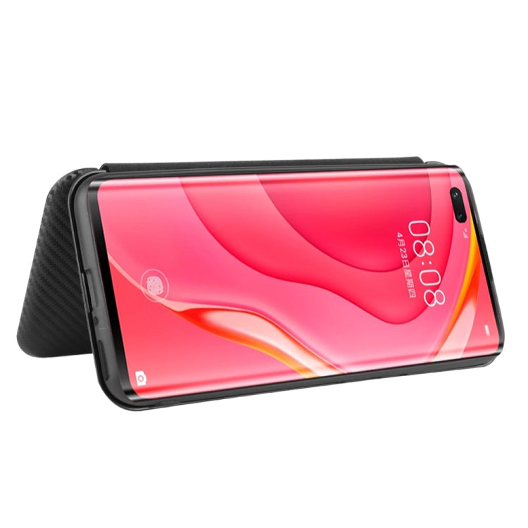 For Huawei nova 7 Pro 5G Carbon Fiber Texture Horizontal Flip TPU + PC + PU Leather Case with Card Slot
