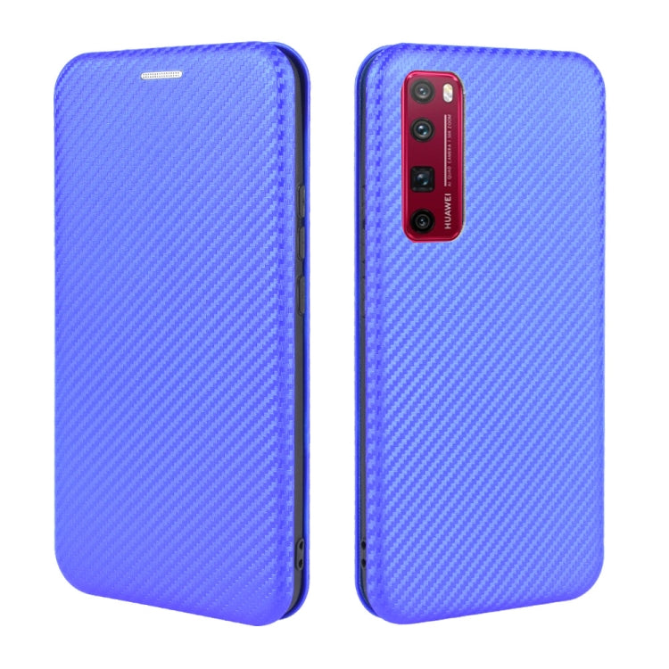 For Huawei nova 7 Pro 5G Carbon Fiber Texture Horizontal Flip TPU + PC + PU Leather Case with Card Slot