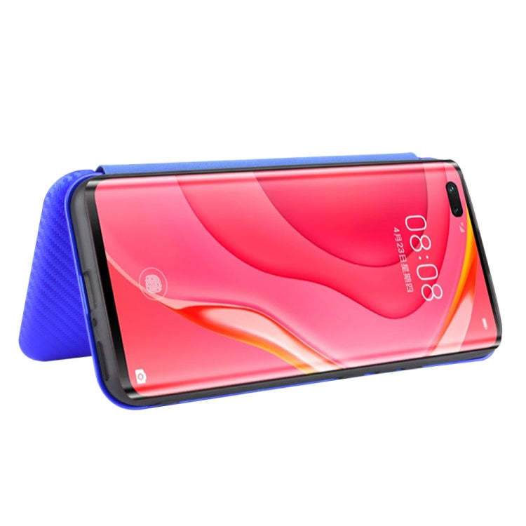 For Huawei nova 7 Pro 5G Carbon Fiber Texture Horizontal Flip TPU + PC + PU Leather Case with Card Slot