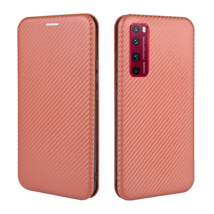 For Huawei nova 7 Pro 5G Carbon Fiber Texture Horizontal Flip TPU + PC + PU Leather Case with Card Slot