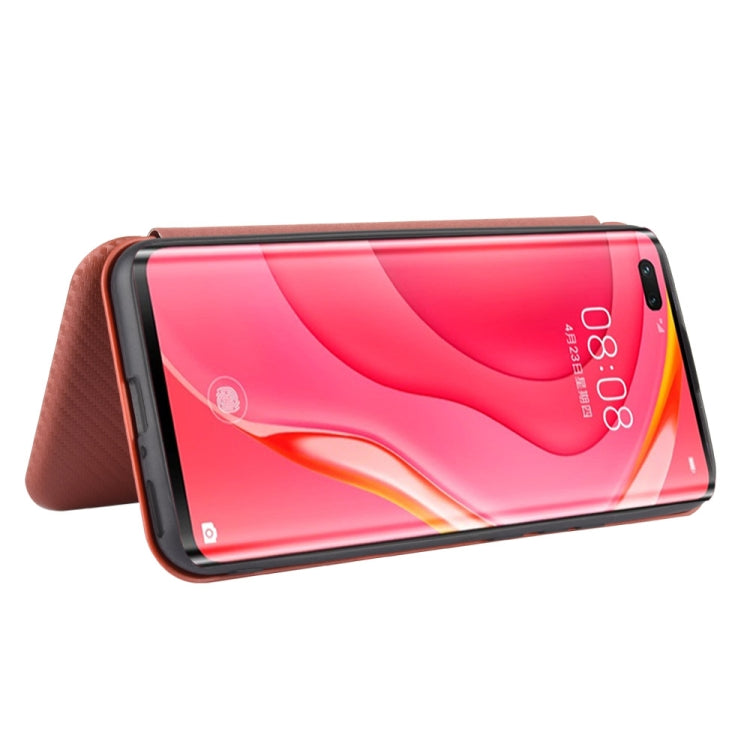 For Huawei nova 7 Pro 5G Carbon Fiber Texture Horizontal Flip TPU + PC + PU Leather Case with Card Slot