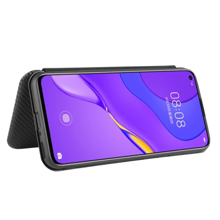 For Huawei nova 7 5G Carbon Fiber Texture Horizontal Flip TPU + PC + PU Leather Case with Card Slot