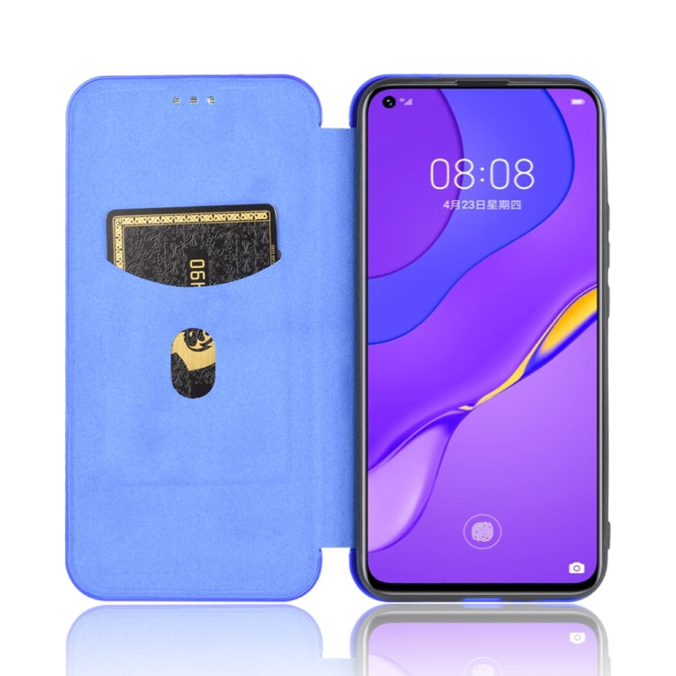 For Huawei nova 7 5G Carbon Fiber Texture Horizontal Flip TPU + PC + PU Leather Case with Card Slot