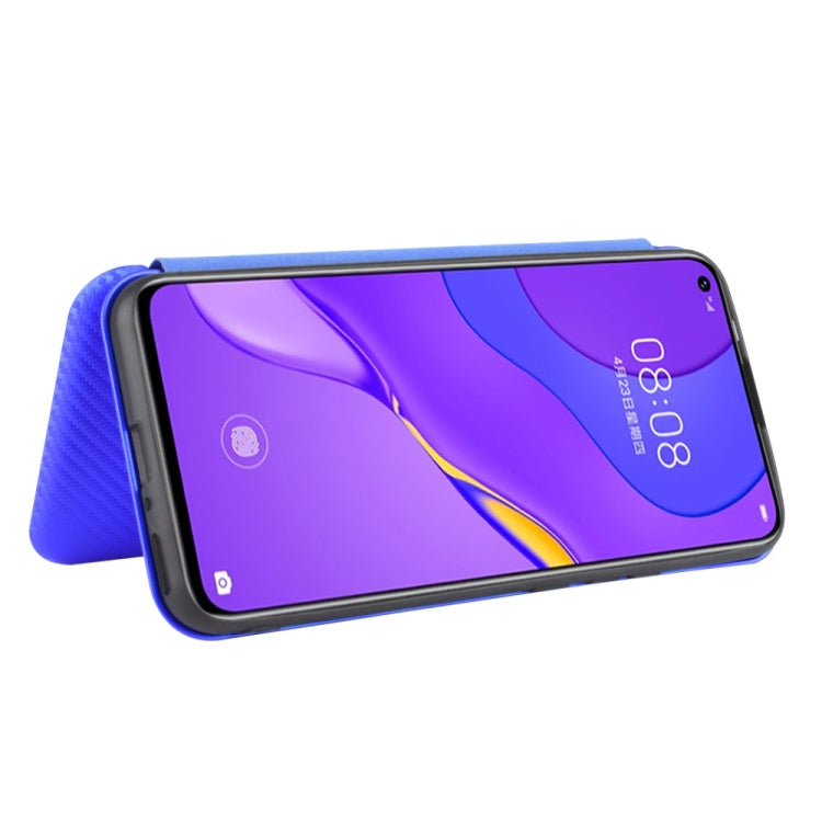 For Huawei nova 7 5G Carbon Fiber Texture Horizontal Flip TPU + PC + PU Leather Case with Card Slot
