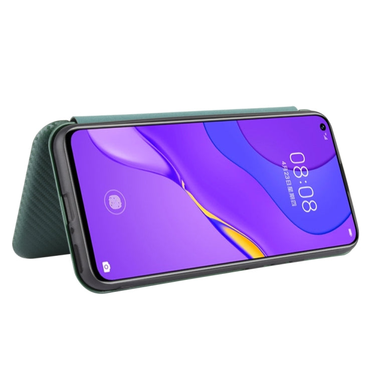 For Huawei nova 7 5G Carbon Fiber Texture Horizontal Flip TPU + PC + PU Leather Case with Card Slot