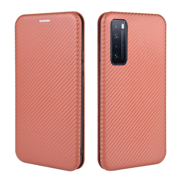 For Huawei nova 7 5G Carbon Fiber Texture Horizontal Flip TPU + PC + PU Leather Case with Card Slot