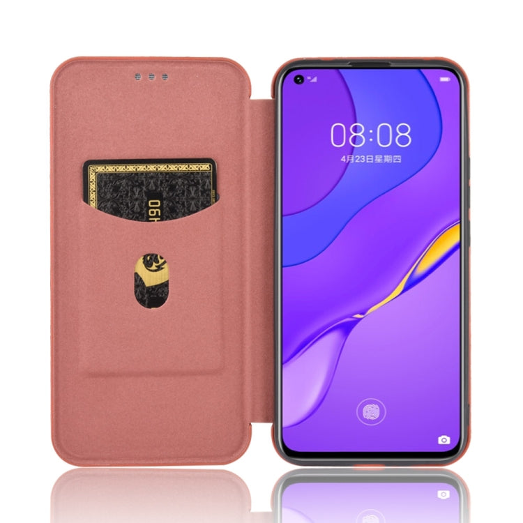 For Huawei nova 7 5G Carbon Fiber Texture Horizontal Flip TPU + PC + PU Leather Case with Card Slot