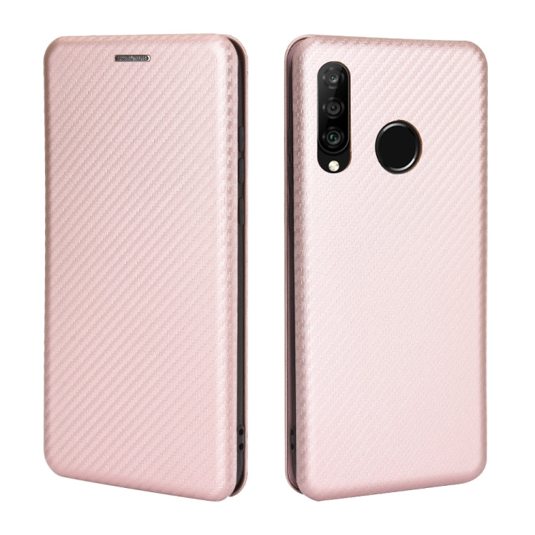 For Huawei P30 Lite / nova 4e Carbon Fiber Texture Horizontal Flip TPU + PC + PU Leather Case with Card Slot