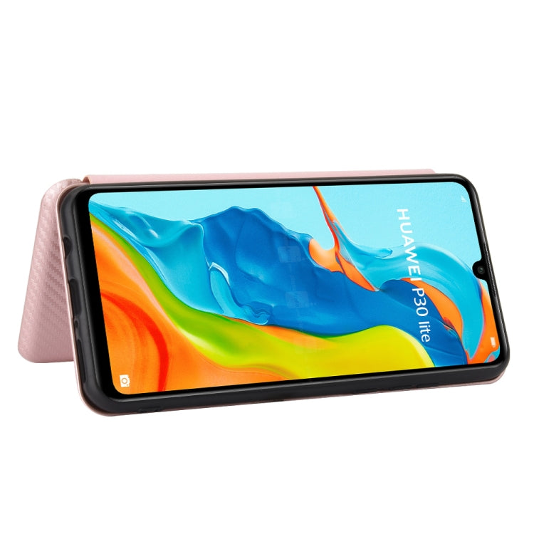 For Huawei P30 Lite / nova 4e Carbon Fiber Texture Horizontal Flip TPU + PC + PU Leather Case with Card Slot