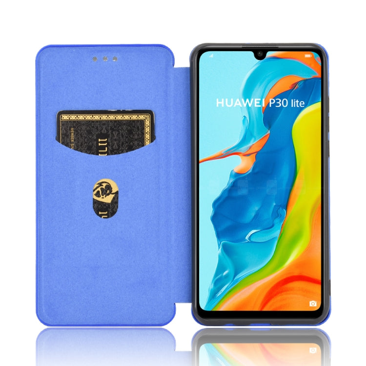 For Huawei P30 Lite / nova 4e Carbon Fiber Texture Horizontal Flip TPU + PC + PU Leather Case with Card Slot