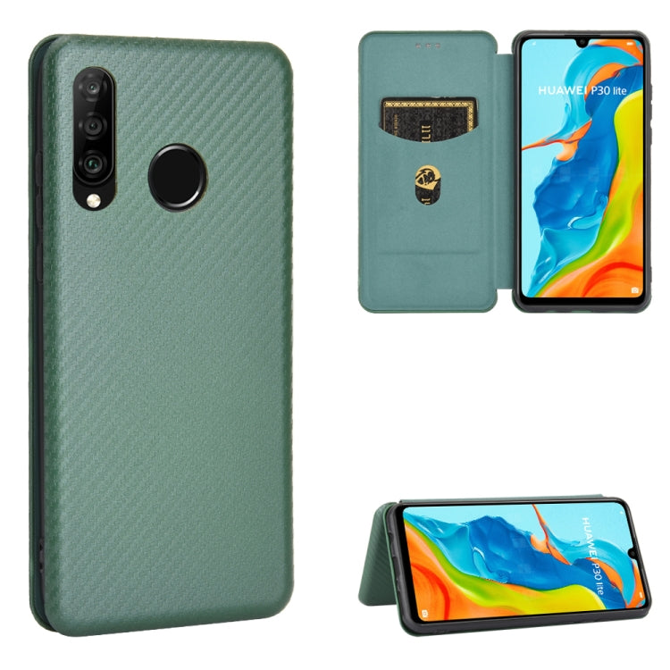 For Huawei P30 Lite / nova 4e Carbon Fiber Texture Horizontal Flip TPU + PC + PU Leather Case with Card Slot