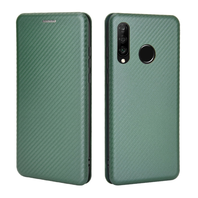 For Huawei P30 Lite / nova 4e Carbon Fiber Texture Horizontal Flip TPU + PC + PU Leather Case with Card Slot
