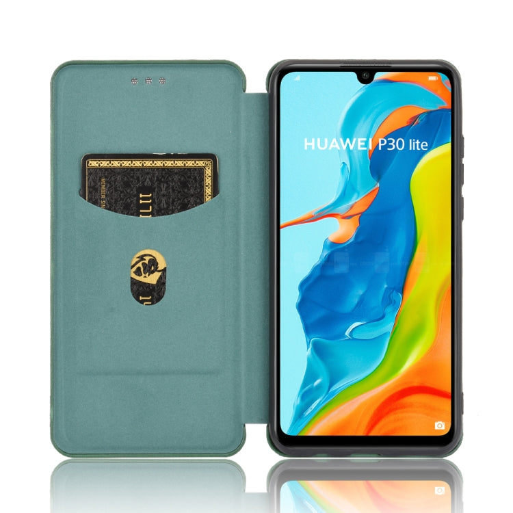 For Huawei P30 Lite / nova 4e Carbon Fiber Texture Horizontal Flip TPU + PC + PU Leather Case with Card Slot