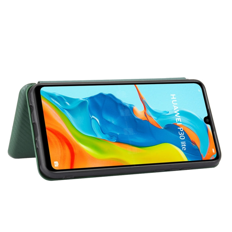 For Huawei P30 Lite / nova 4e Carbon Fiber Texture Horizontal Flip TPU + PC + PU Leather Case with Card Slot