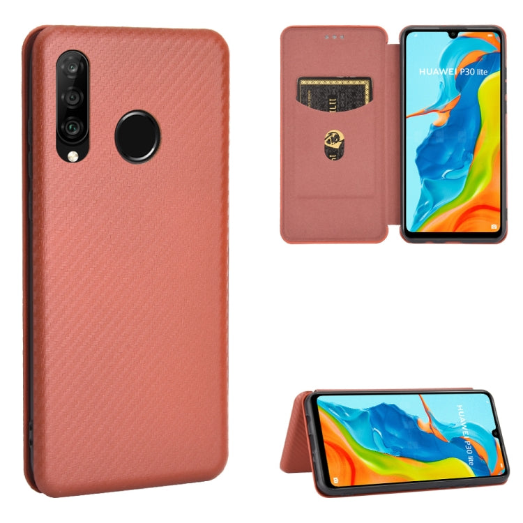 For Huawei P30 Lite / nova 4e Carbon Fiber Texture Horizontal Flip TPU + PC + PU Leather Case with Card Slot