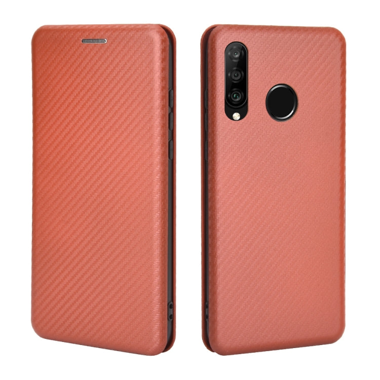 For Huawei P30 Lite / nova 4e Carbon Fiber Texture Horizontal Flip TPU + PC + PU Leather Case with Card Slot