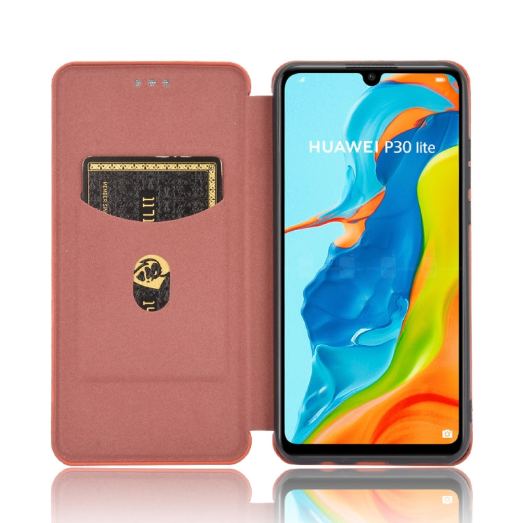 For Huawei P30 Lite / nova 4e Carbon Fiber Texture Horizontal Flip TPU + PC + PU Leather Case with Card Slot