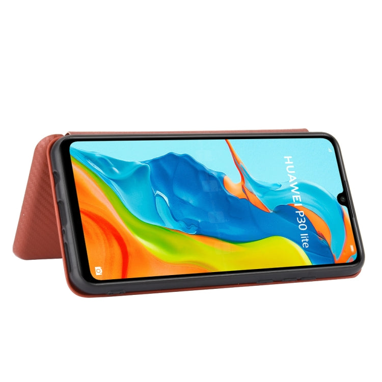 For Huawei P30 Lite / nova 4e Carbon Fiber Texture Horizontal Flip TPU + PC + PU Leather Case with Card Slot