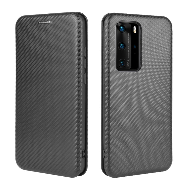 For Huawei P40 Pro Carbon Fiber Texture Horizontal Flip TPU + PC + PU Leather Case with Card Slot