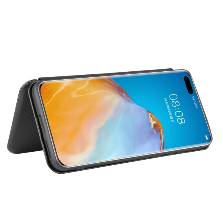 For Huawei P40 Pro Carbon Fiber Texture Horizontal Flip TPU + PC + PU Leather Case with Card Slot