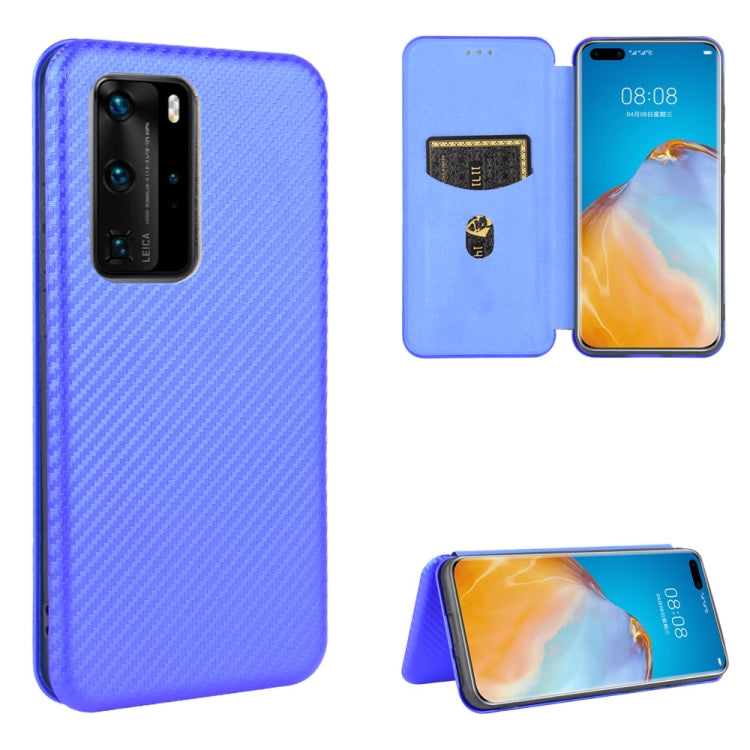 For Huawei P40 Pro Carbon Fiber Texture Horizontal Flip TPU + PC + PU Leather Case with Card Slot