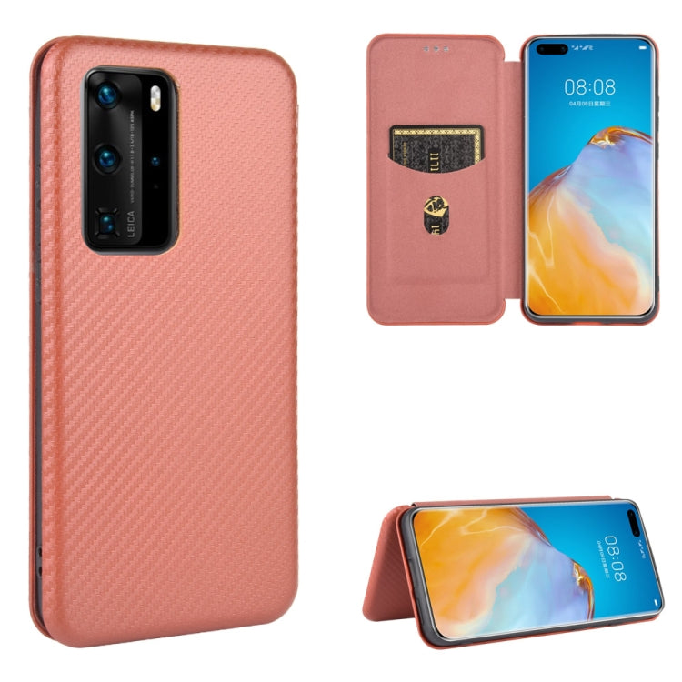 For Huawei P40 Pro Carbon Fiber Texture Horizontal Flip TPU + PC + PU Leather Case with Card Slot