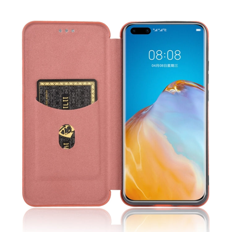For Huawei P40 Pro Carbon Fiber Texture Horizontal Flip TPU + PC + PU Leather Case with Card Slot
