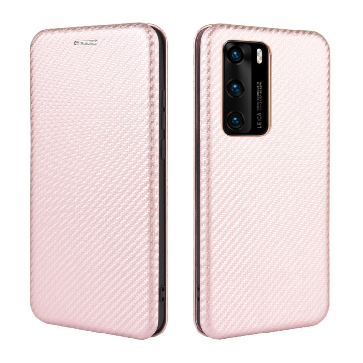 For Huawei P40 Carbon Fiber Texture Horizontal Flip TPU + PC + PU Leather Case with Card Slot