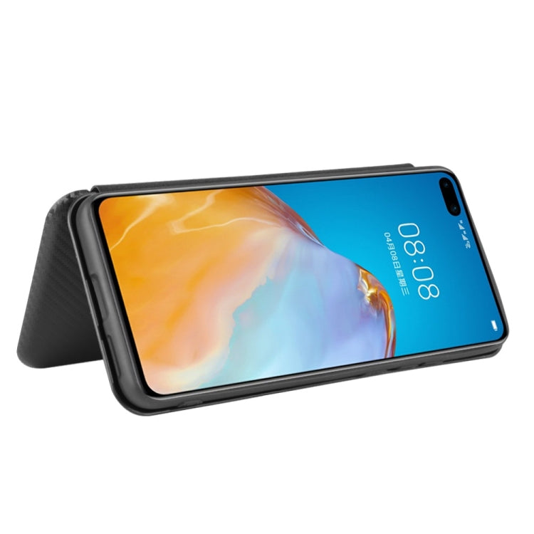 For Huawei P40 Carbon Fiber Texture Horizontal Flip TPU + PC + PU Leather Case with Card Slot