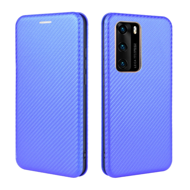 For Huawei P40 Carbon Fiber Texture Horizontal Flip TPU + PC + PU Leather Case with Card Slot