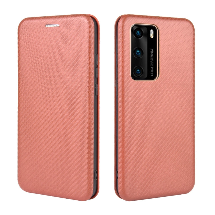 For Huawei P40 Carbon Fiber Texture Horizontal Flip TPU + PC + PU Leather Case with Card Slot