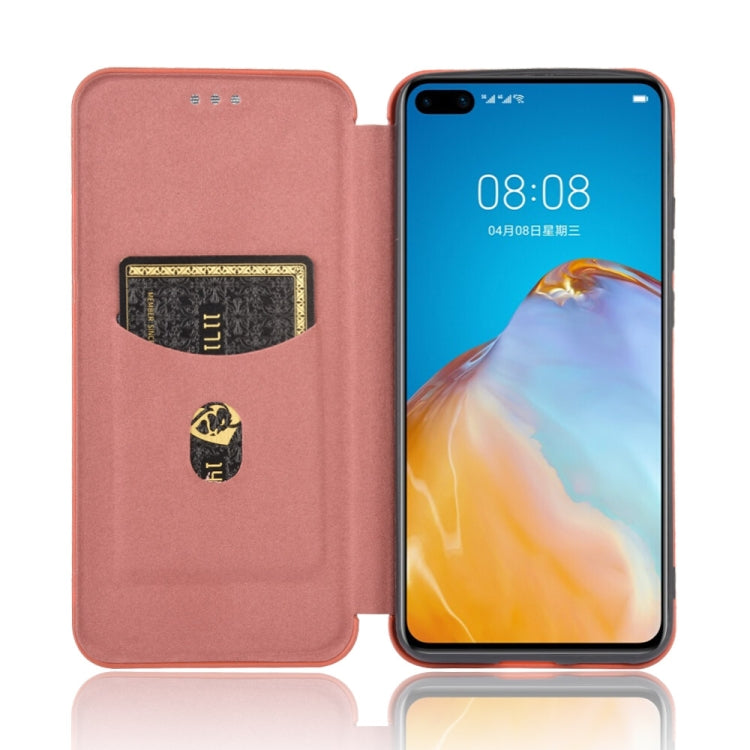 For Huawei P40 Carbon Fiber Texture Horizontal Flip TPU + PC + PU Leather Case with Card Slot