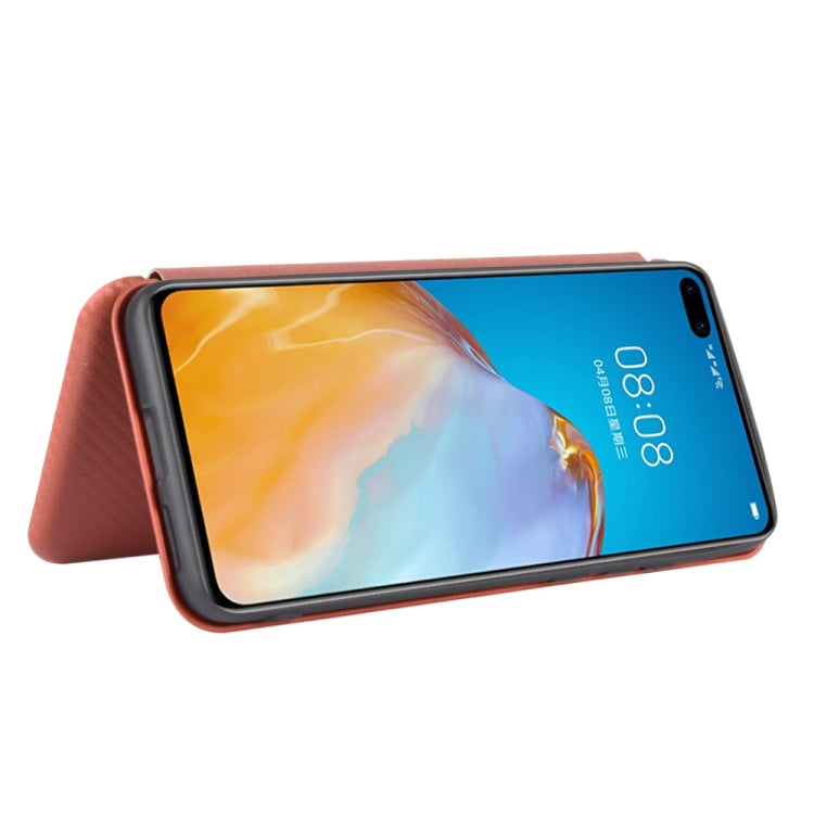 For Huawei P40 Carbon Fiber Texture Horizontal Flip TPU + PC + PU Leather Case with Card Slot