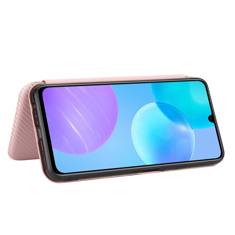 For Huawei Honor 30 Youth Carbon Fiber Texture Horizontal Flip TPU + PC + PU Leather Case with Card Slot