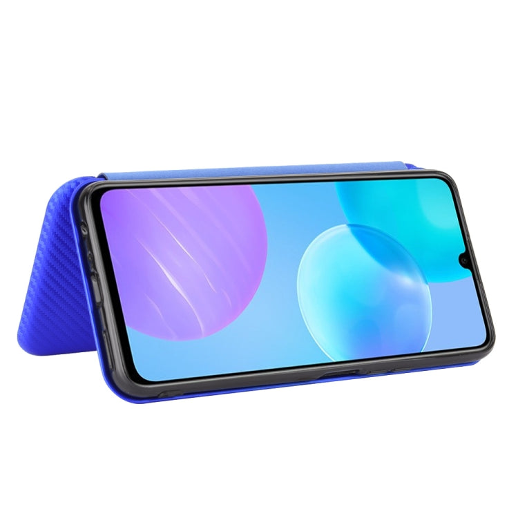 For Huawei Honor 30 Youth Carbon Fiber Texture Horizontal Flip TPU + PC + PU Leather Case with Card Slot